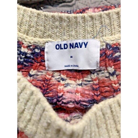 Women’s Fair Isle Wool Sweater Ivory Multicolor Diamond Pattern Sz M Nordiccore - Picture 6 of 13